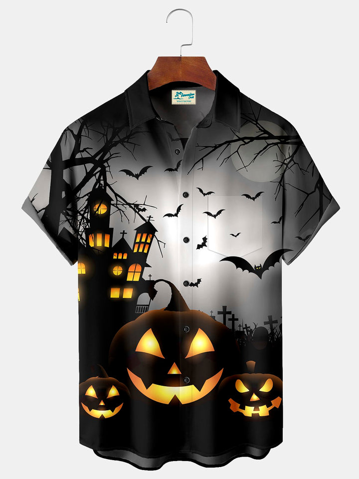 Alohadaddy Scary Bat Pumpkin Print Men&