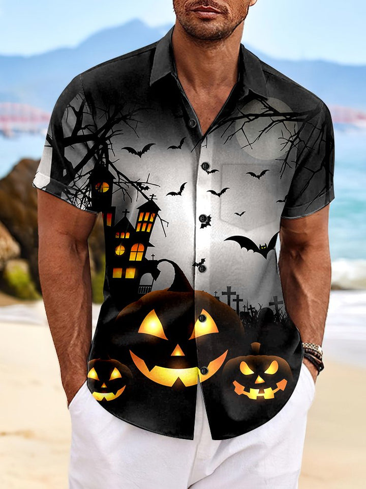 Alohadaddy Scary Bat Pumpkin Print Men&