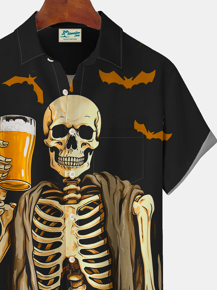 Alohadaddy Halloween Skull Beer Print Men&