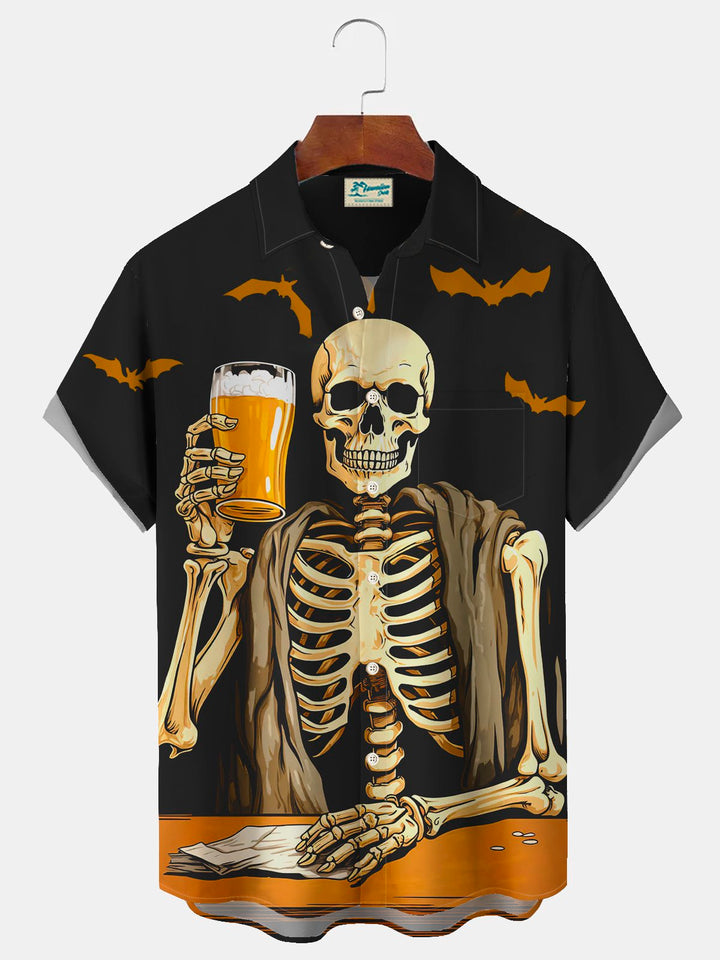 Alohadaddy Halloween Skull Beer Print Men&