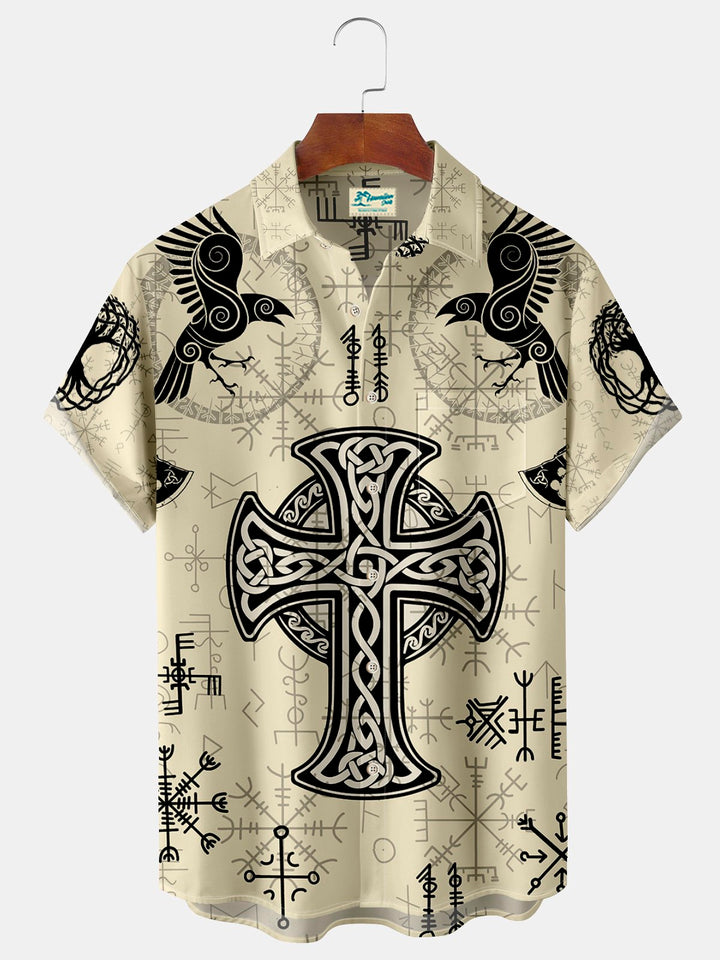 Chemise hawaïenne surdimensionnée pour homme avec poches et imprimé Viking Alohadaddy « Too Many Idiots Not Enough Axes »