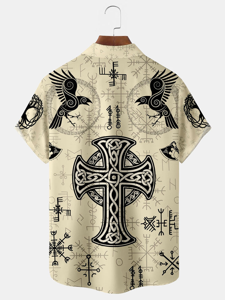Chemise hawaïenne surdimensionnée pour homme avec poches et imprimé Viking Alohadaddy « Too Many Idiots Not Enough Axes »