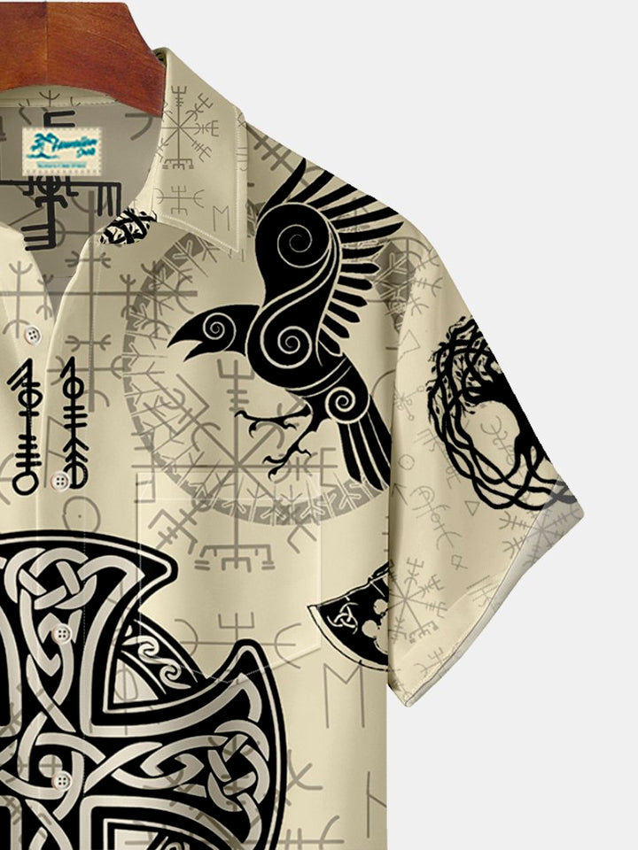 Chemise hawaïenne surdimensionnée pour homme avec poches et imprimé Viking Alohadaddy « Too Many Idiots Not Enough Axes »