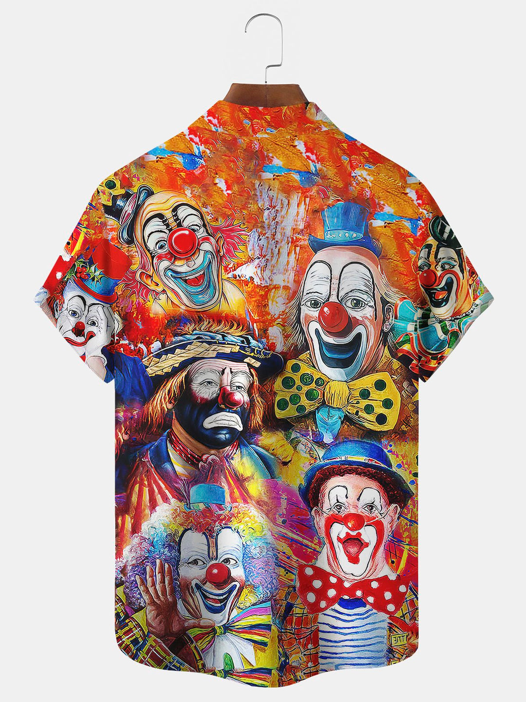 Chemise hawaïenne surdimensionnée à manches courtes avec poches pour homme avec imprimé clown d&