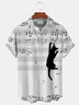 Alohadaddy Men's Music Note Cat Print Button Pocket Shirt