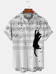 Alohadaddy Men's Music Note Cat Print Button Pocket Shirt