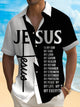 Alohadaddy Men's Jesus Letter Print Button Pocket Shirt