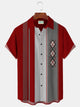 Alohadaddy 50's Retro Mid-Century Geometric Men's Bowling Shirts Stretch Plus Size Aloha Camp Pocket Shirts