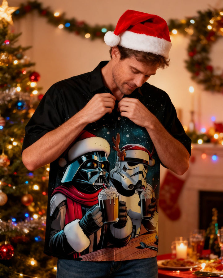 Alohadaddy® Christmas Star Wars Print Pocket Elastic Button Men&