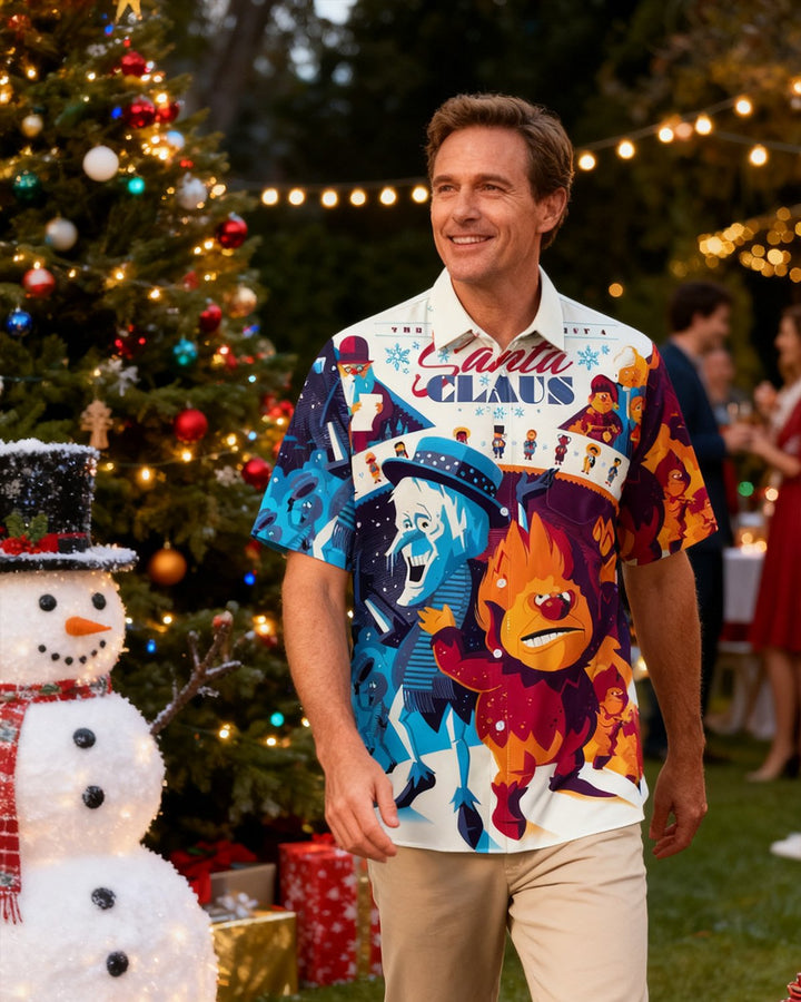 Alohadaddy Retro Cartoon Holiday Christmas Santa Claus Shirt