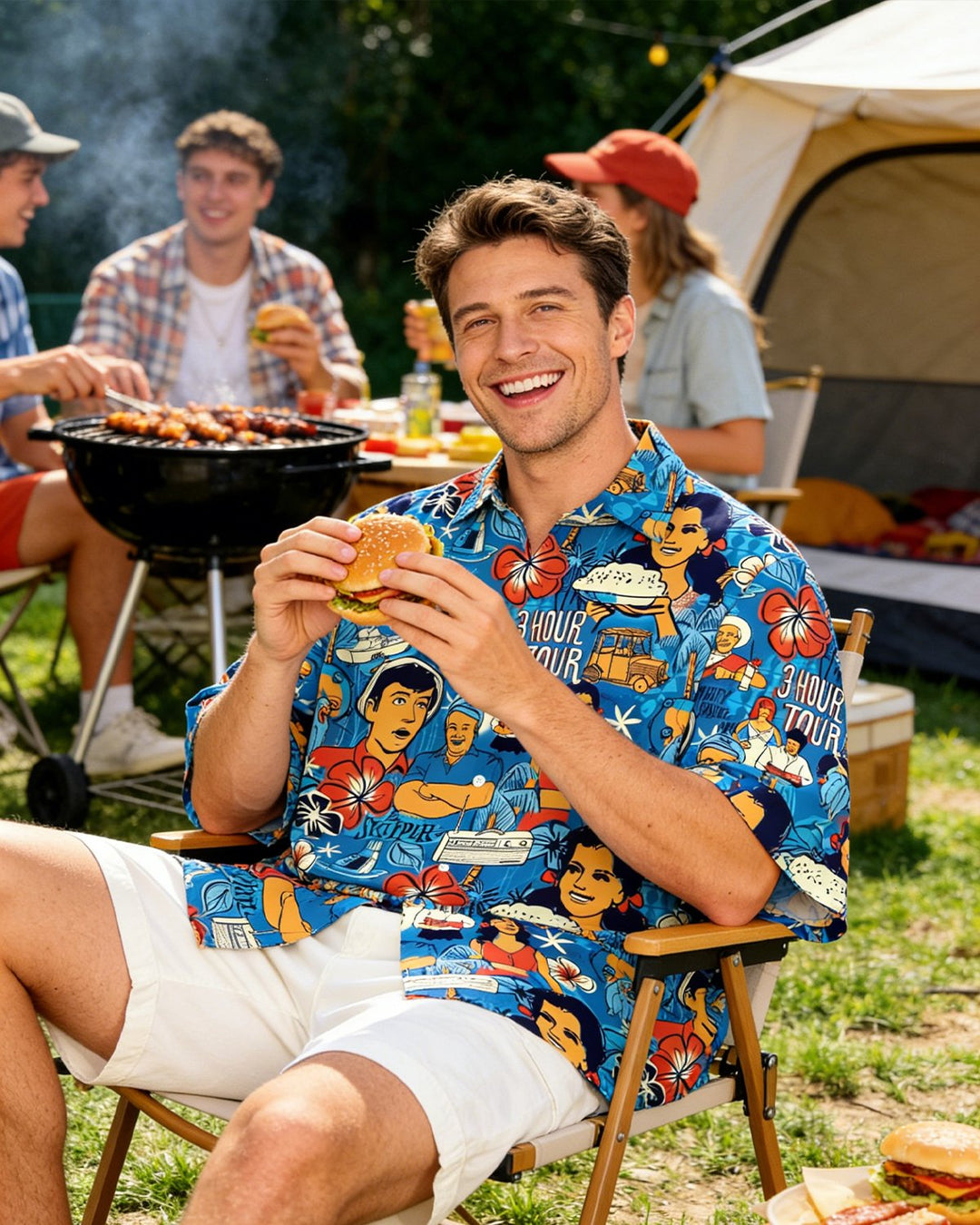 Alohadaddy® Hawaiian Retro Poster Tiki Short-Sleeve Shirt