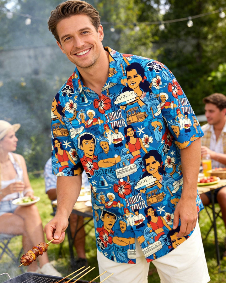 Alohadaddy® Hawaiian Retro Poster Tiki Short-Sleeve Shirt