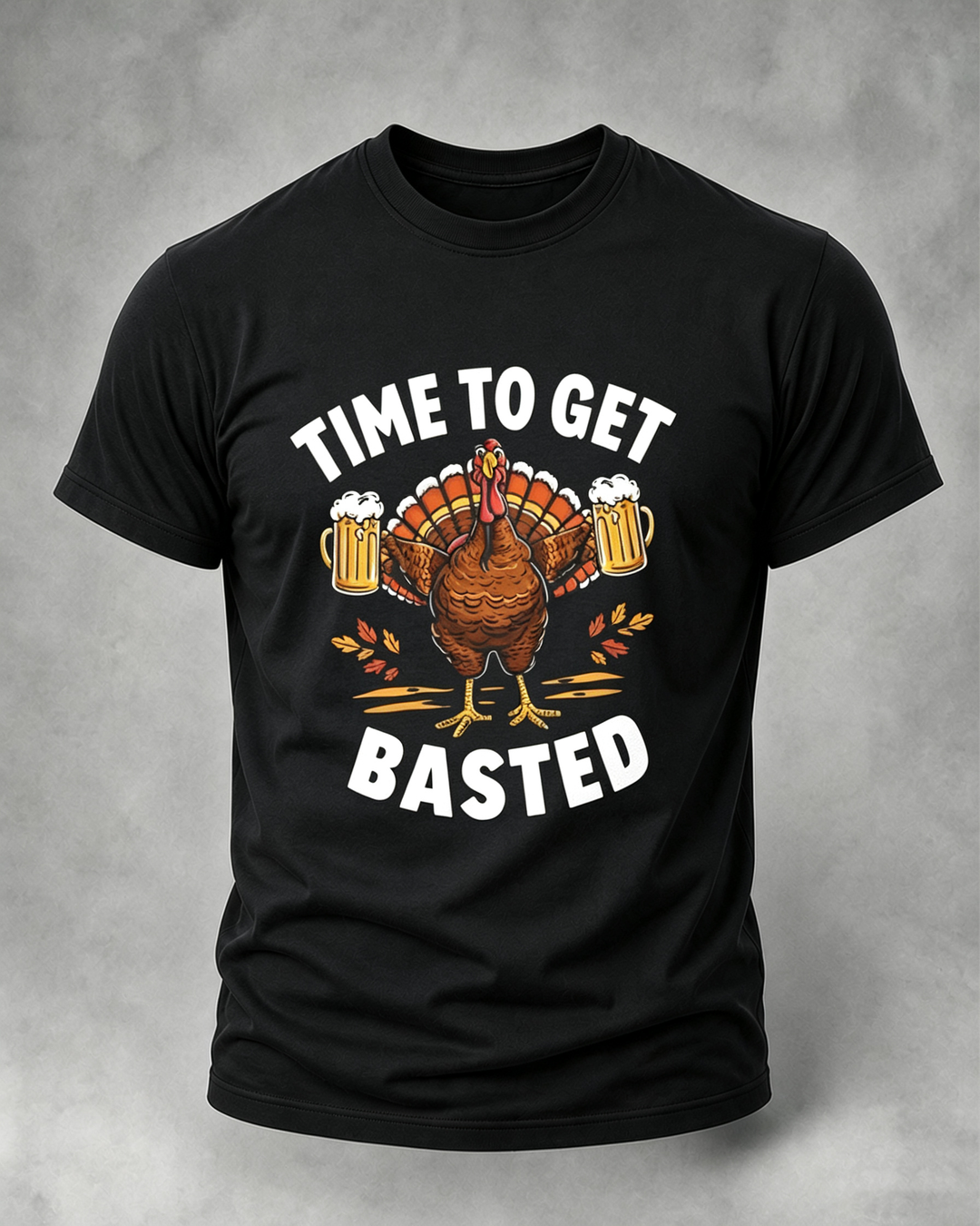 Alohadaddy Casual Retro Beer Turkey Print Crew neck T-shirt