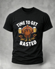 Alohadaddy Casual Retro Beer Turkey Print Crew neck T-shirt