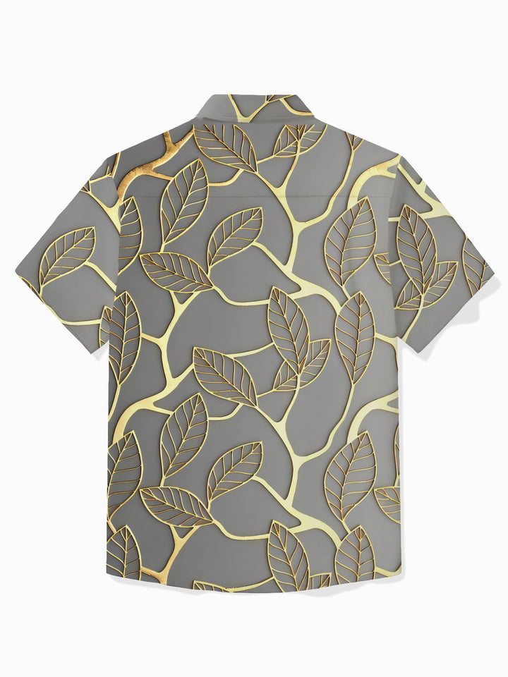 Alohadaddy Vintage Botanical Gold Leaf Print Men&