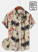 Men's Vintage Hawaiian Shirt Palm Tree Men's Cotton Plus Size Seersucker Top