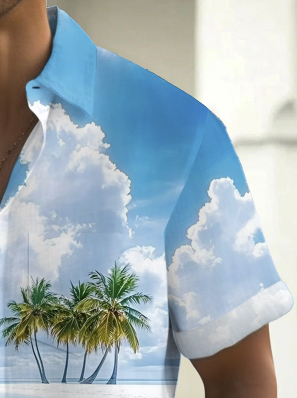 Alohadaddy® Hawaiian Beach Palm Tree Print Men&