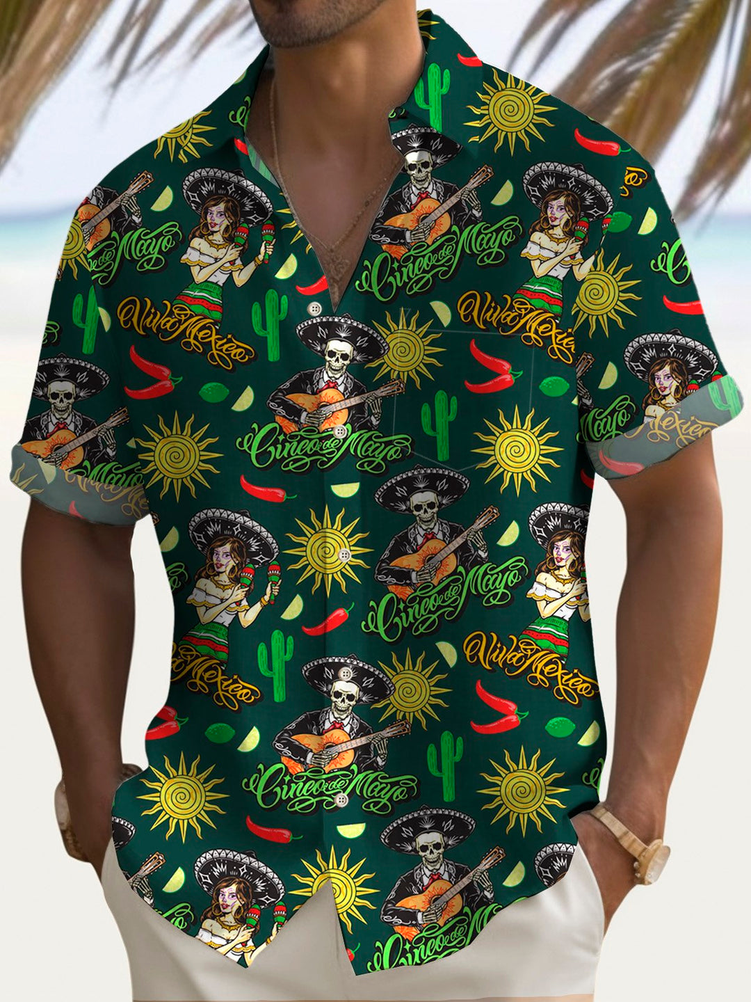 Alohadaddy Holiday Cinco de Mayo Skull Music Print Men&