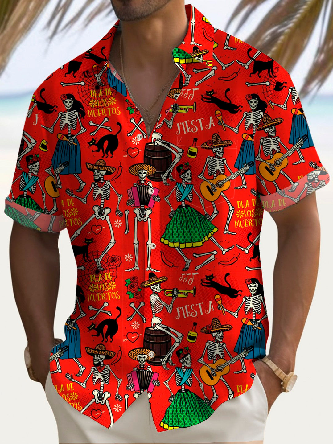 Alohadaddy Holiday Cinco de Mayo Skull Music Print Men&