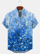 Alohadaddy Plant Gradient Button Pocket Casual Short Sleeve Stand Collar Shirt