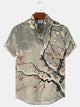 Alohadaddy Plant Peach Blossom Button Pocket Casual Short Sleeve Stand Collar Shirt