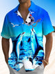 Alohadaddy Ocean Animal Dolphin Button Pocket Casual Short Sleeve Shirt