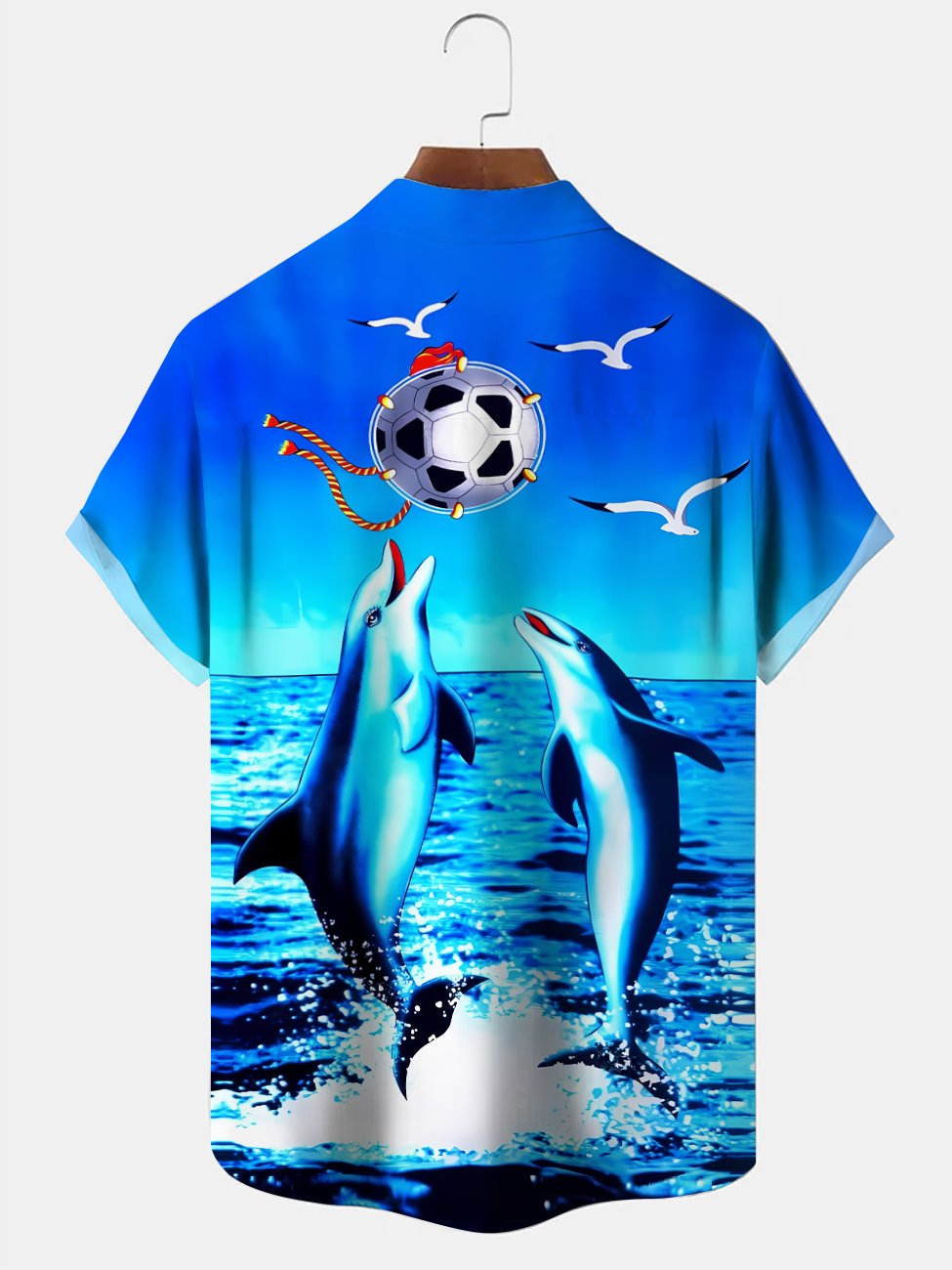 Alohadaddy Ocean Animal Dolphin Button Pocket Casual Short Sleeve Shirt