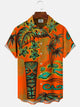 Alohadaddy Plant Stone Statue Coconut Tree Button Pocket Casual Short Sleeve Shirt
