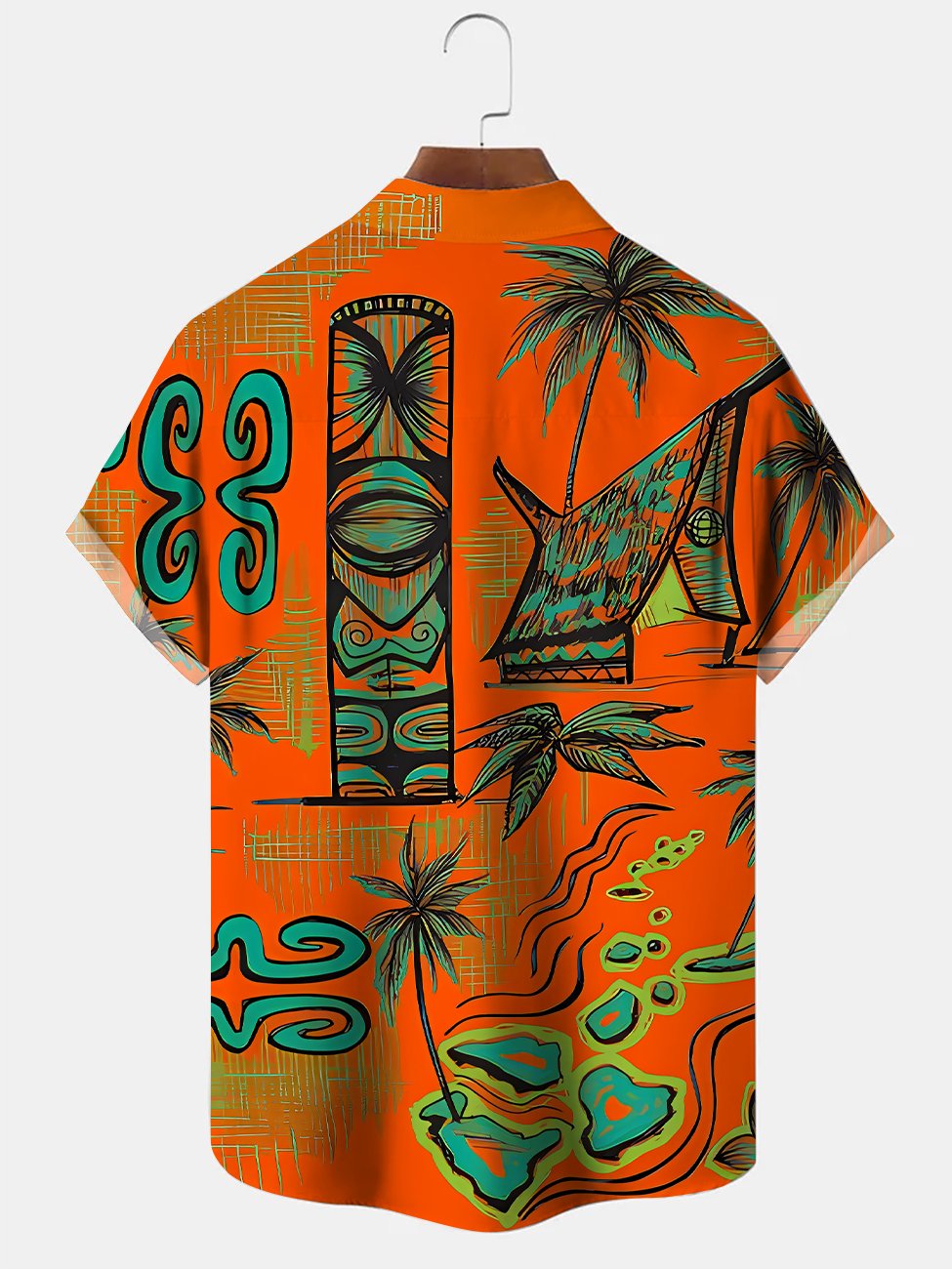 Alohadaddy Plant Stone Statue Coconut Tree Button Pocket Casual Short Sleeve Shirt