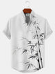 Alohadaddy Plant Bamboo Button Pocket Casual Short Sleeve Stand Collar Shirt