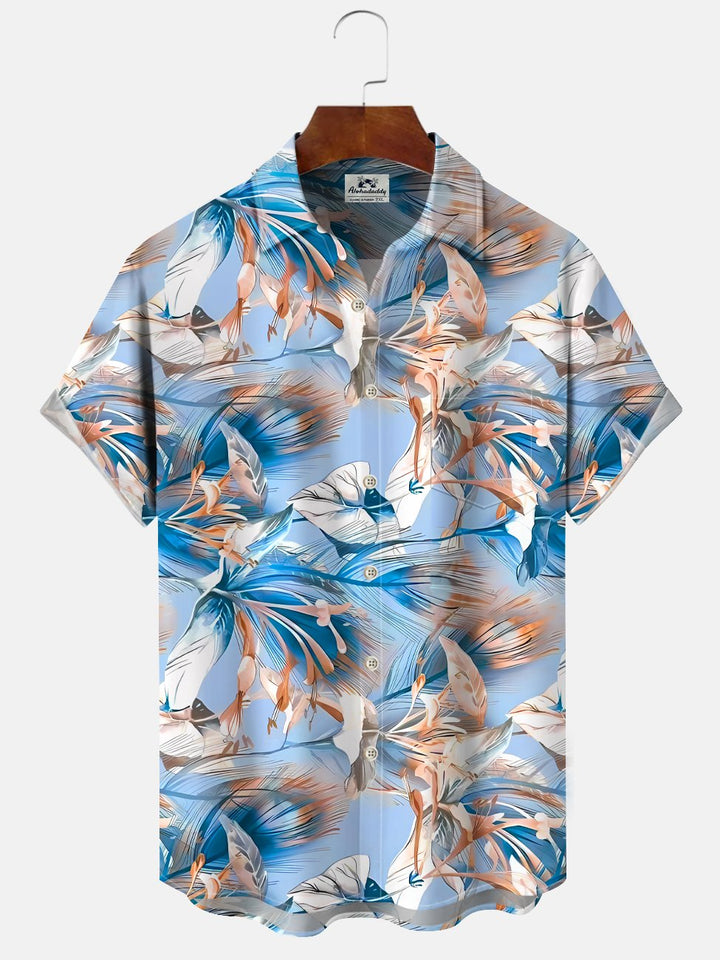 Alohadaddy Plant Flower Button Pocket Casual Short Sleeve Shirt