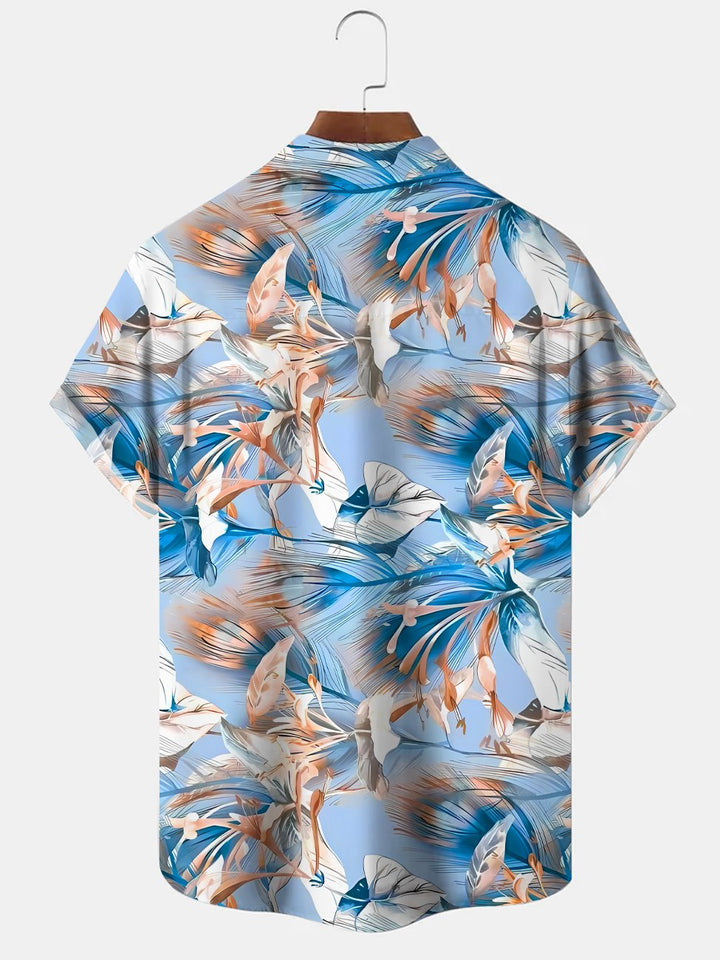 Alohadaddy Plant Flower Button Pocket Casual Short Sleeve Shirt