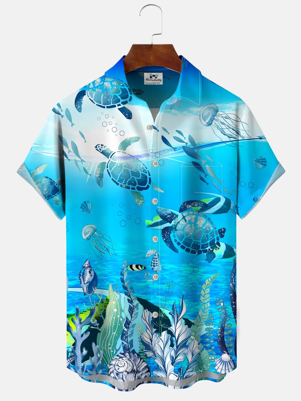 Alohadaddy Ocean Creature Button Pocket Casual Short Sleeve Shirt