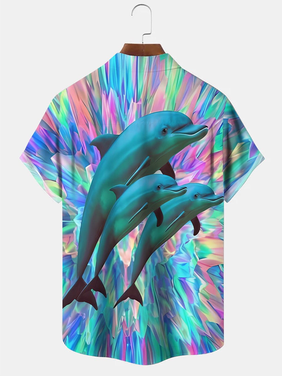 Alohadaddy Ocean Dolphin Button Pocket Casual Short Sleeve Shirt