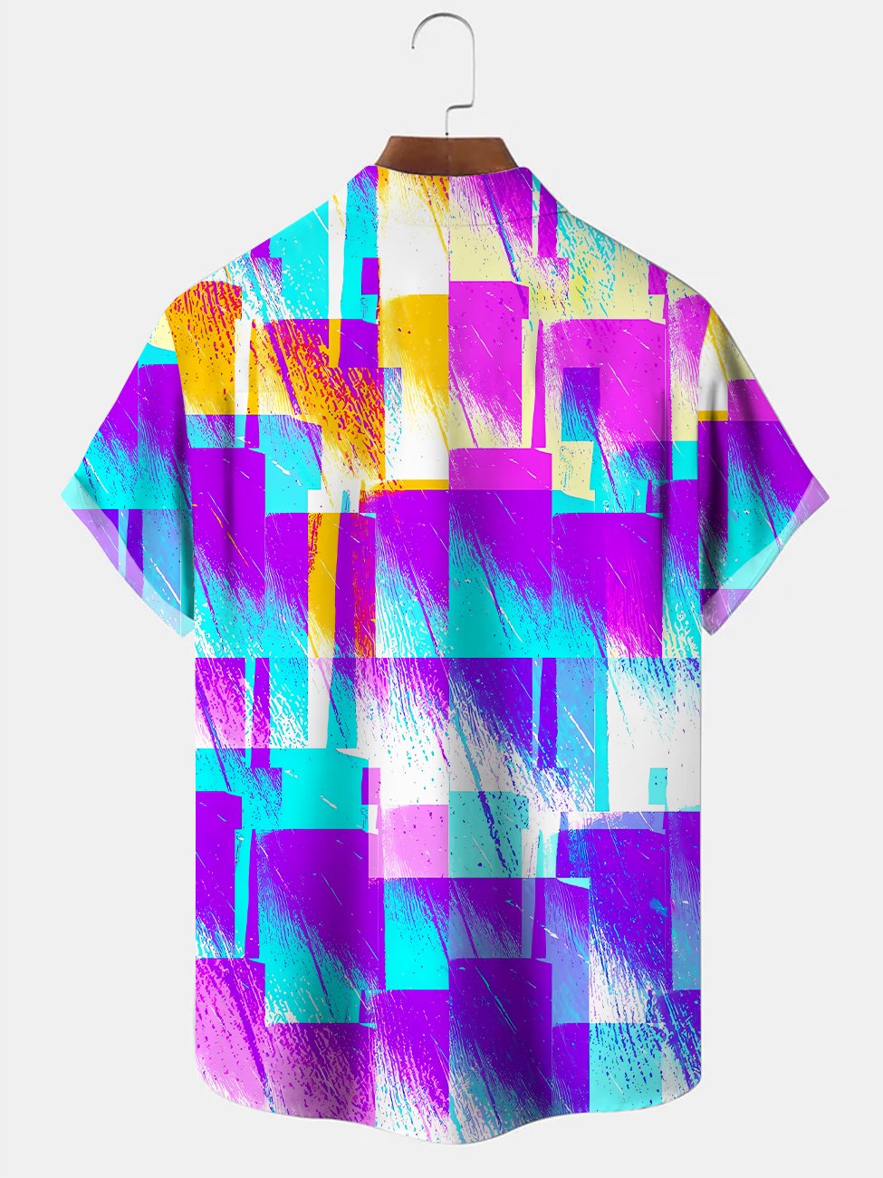 Alohadaddy Geometric Pattern Button Pocket Casual Short Sleeve Shirt