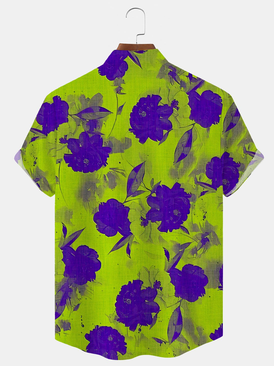 Alohadaddy Plant Flower Button Pocket Casual Short Sleeve Stand Collar Shirt