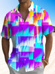 Alohadaddy Geometric Pattern Button Pocket Casual Short Sleeve Shirt