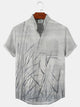 Alohadaddy Plant Button Pocket Casual Short Sleeve Stand Collar Shirt