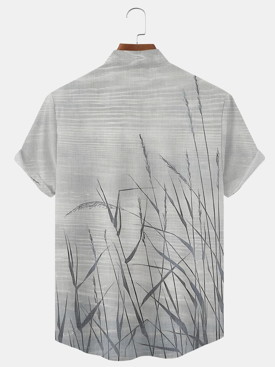 Alohadaddy Plant Button Pocket Casual Short Sleeve Stand Collar Shirt