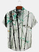 Alohadaddy Plant Bamboo Button Pocket Casual Short Sleeve Stand Collar Shirt