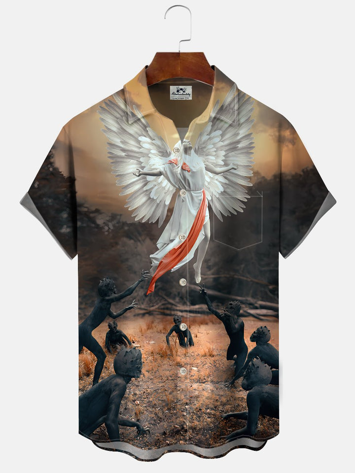 Alohadaddy Art Button Pocket Casual Short Sleeve Shirt