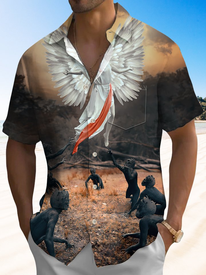 Alohadaddy Art Button Pocket Casual Short Sleeve Shirt