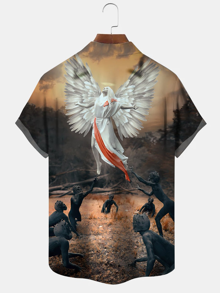 Alohadaddy Art Button Pocket Casual Short Sleeve Shirt