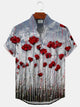 Alohadaddy Plant Flower Button Pocket Casual Short Sleeve Stand Collar Shirt