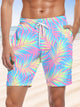 Alohadaddy Coconut Tree Drawstring Pocket Casual Beach Shorts
