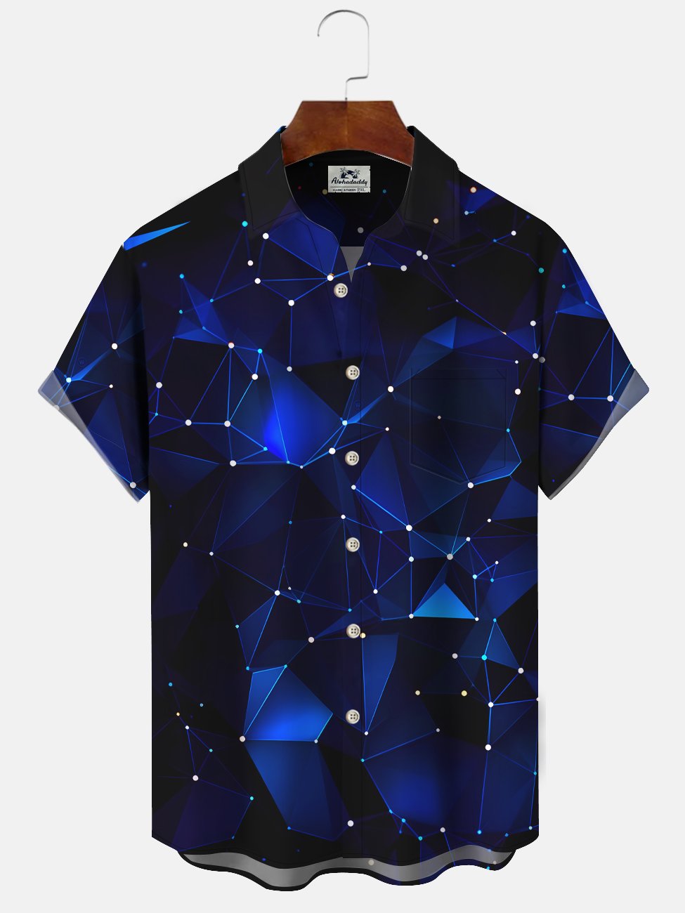 Alohadaddy Geometric Lines Buttons Pockets Casual Short Sleeve Shirt