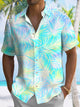 Alohadaddy Coconut Tree Gradient Button Pocket Casual Short Sleeve Shirt