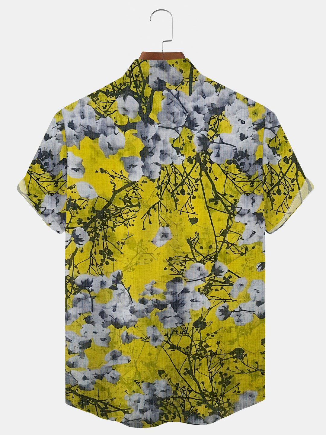 Alohadaddy Plant Flower Button Pocket Casual Short Sleeve Stand Collar Shirt