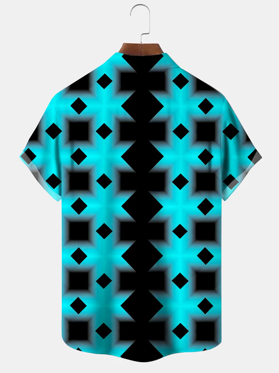Alohadaddy Geometric Contrast Block Button Pocket Casual Short Sleeve Shirt