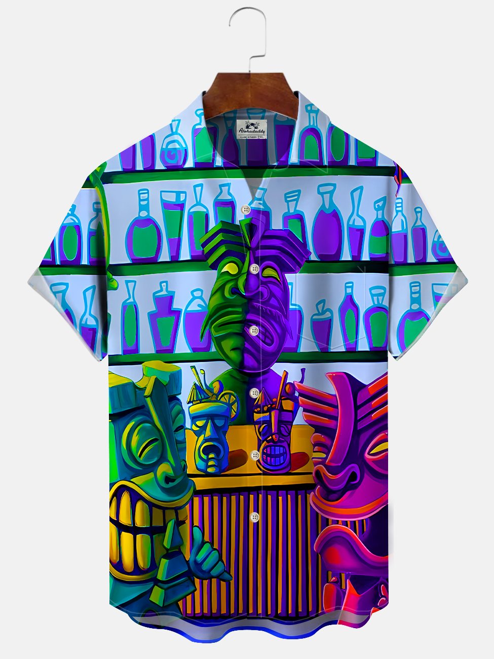Alohadaddy Tiki Bar Button Pocket Casual Short Sleeve Shirt